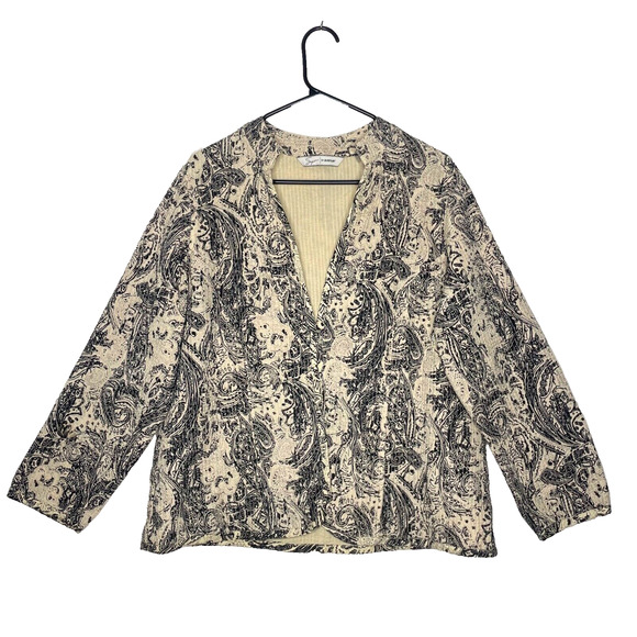 Vintage 100% Silk Quilted Jacket L (14) Paisley Print Lightweight Artsy Boho - Picture 1 of 8